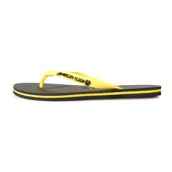 Philipp Plein Black/Yellow Rubber Logo Print Flip Flops Shoes main image 8